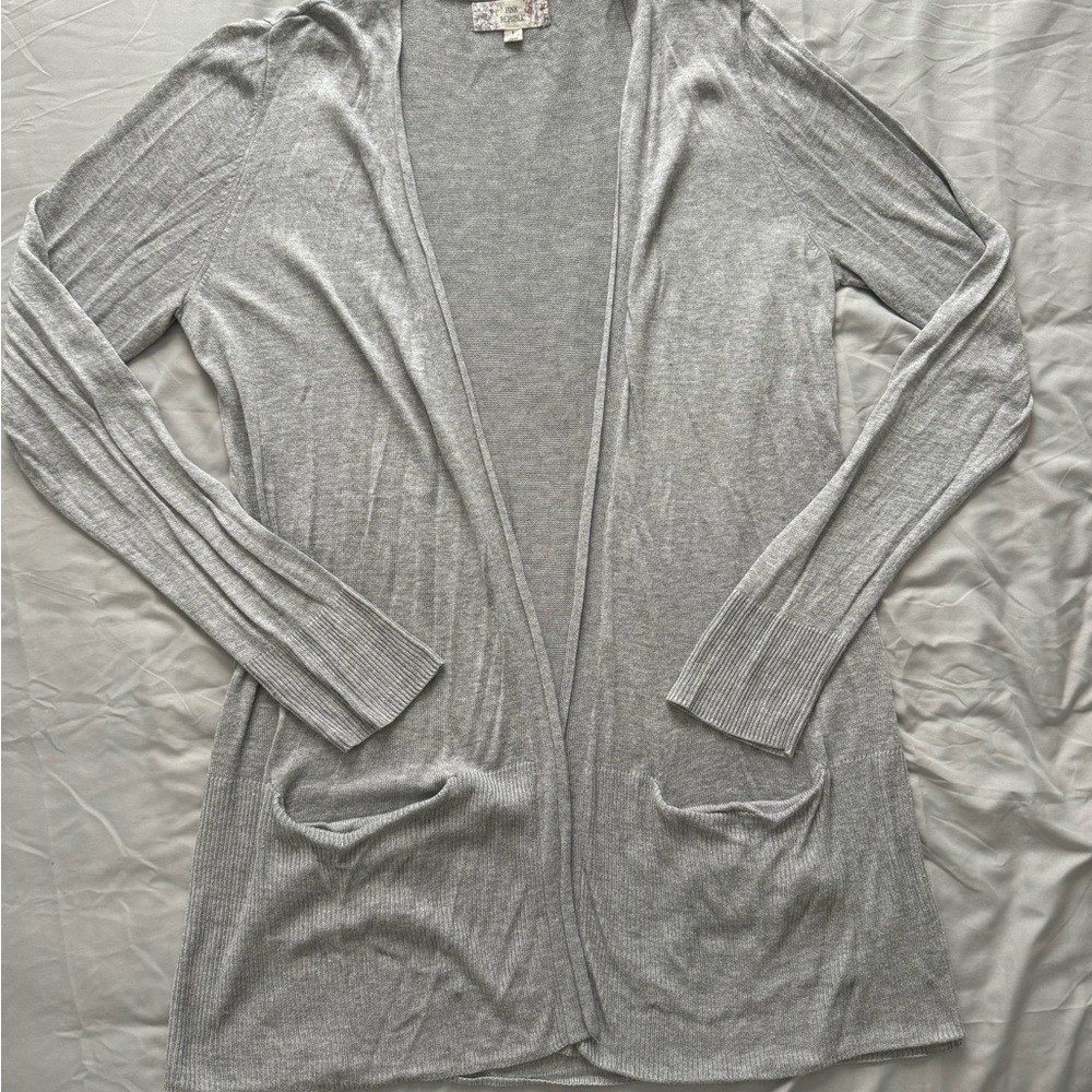 Pink Republic Gray Open-Front Sweater